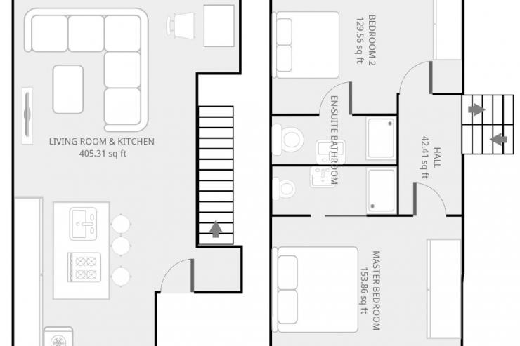 Lovelydays luxury service apartment rental - London - Fitzrovia - Foley Street - Lovelysuite - 2 bedrooms - 2 bathrooms - Floorplan - floor plan - 94c8f83b7456 - Lovelydays